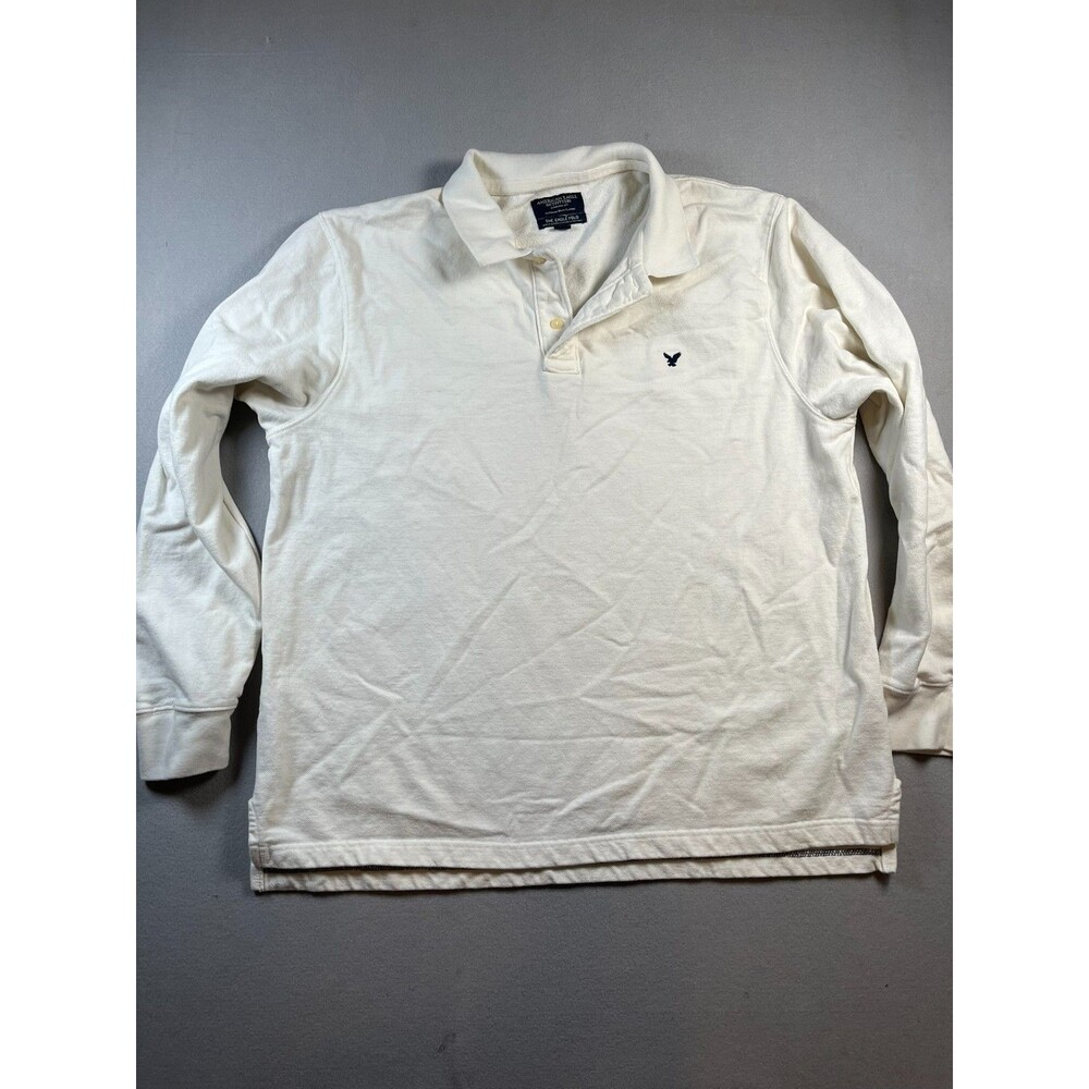 XXL Mens White American Eagle Long sleeve polo Business casual The Eagle Polo